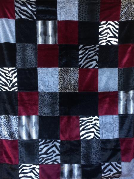 Black & White with Wine Patchwork Blanket picture