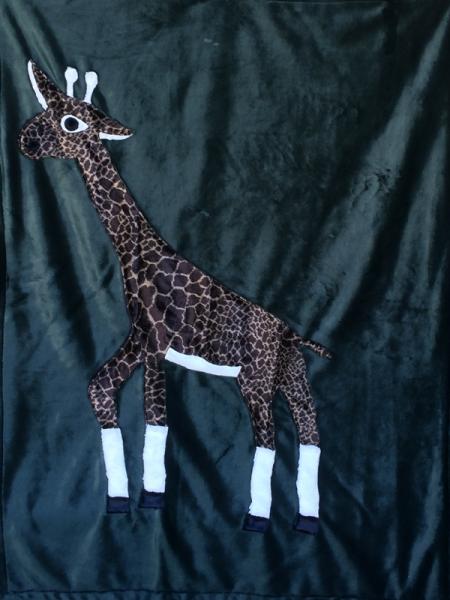 Giraffe Applique on Forest Green Blanket picture