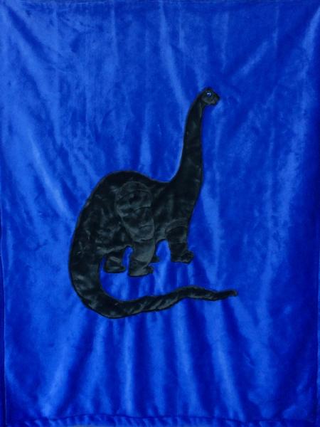 Brontosaurus Green on Blue Applique Blanket picture