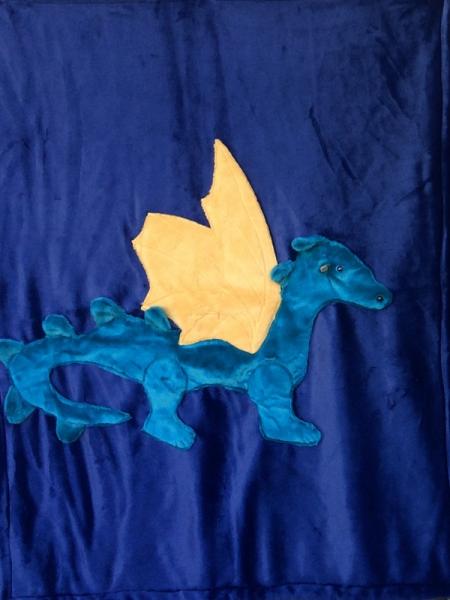 Dragon Teal on Navy Applique Blanket picture