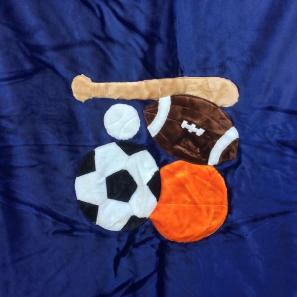 Sports on Navy Applique Blanket