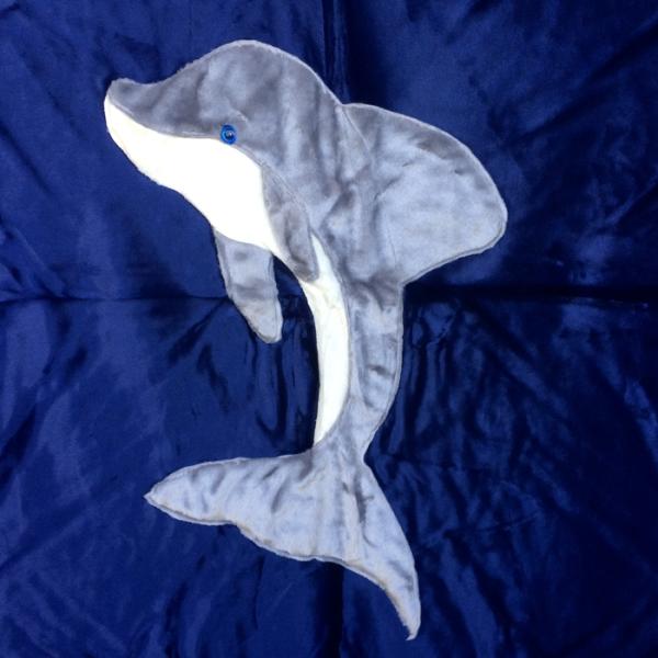 Dolphin Applique on Navy Blanket