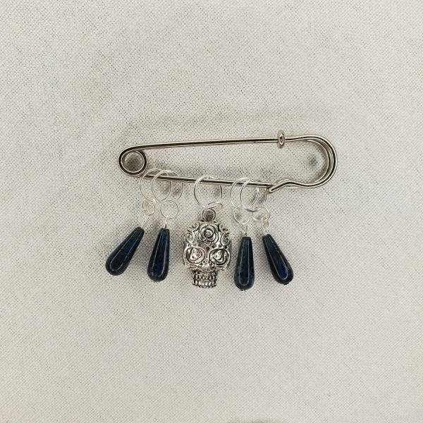 Dark blue drop with sugar skull picture