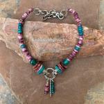 A double silver hand charm necklace