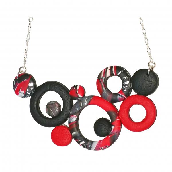 Large Bunches of O's Necklace - Red Black & White picture