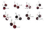 14mm Round Bezel Dangle Earring - Red Black White