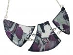 Marbled and Mosaic 3 Piece w/Link Necklace - Burgundy