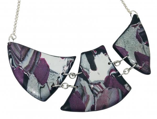 Marbled and Mosaic 3 Piece w/Link Necklace - Burgundy picture