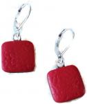 14x14mm Red Square Dangle Earring