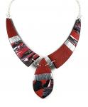 Mosaic 3 Piece Drop Necklace - Red #2
