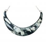 Abstract Marbled Half Moon Collar - Black/White