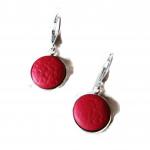 14mm Red Round Bezel Dangle Earring