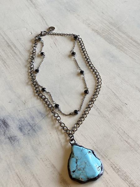 Turquoise pendant double necklace