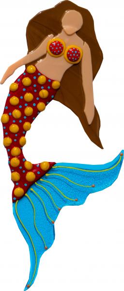Mermaid - Large - Brown Hair/Red Tail