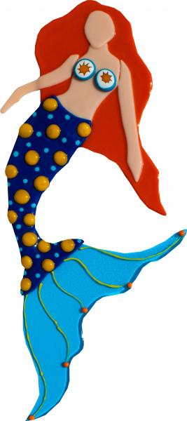 Mermaid- Large - Red Hair/Dark Blue Tail