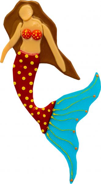 Mermaid - Small - Brown Hair/Red Tail