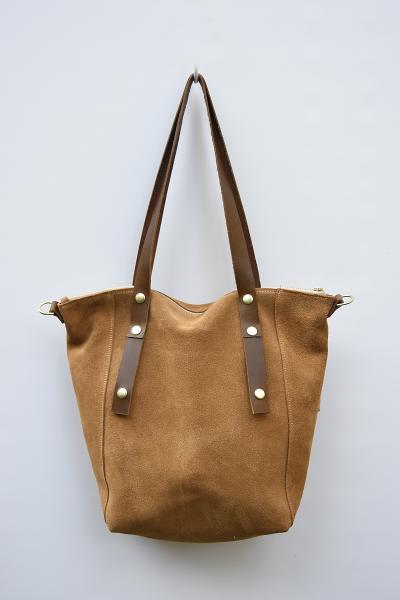 Zelda Suede Tote, Suede Leather Tote Bag picture