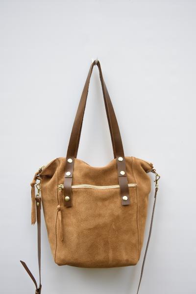 Zelda Suede Tote, Suede Leather Tote Bag picture