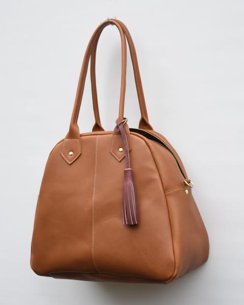 Bea Bowler Leather Handbag, Genuine Leather tote picture