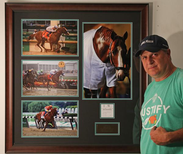 Justify 2018 Triple Crown Collector's Frame with $2 Belmont Win Ticket