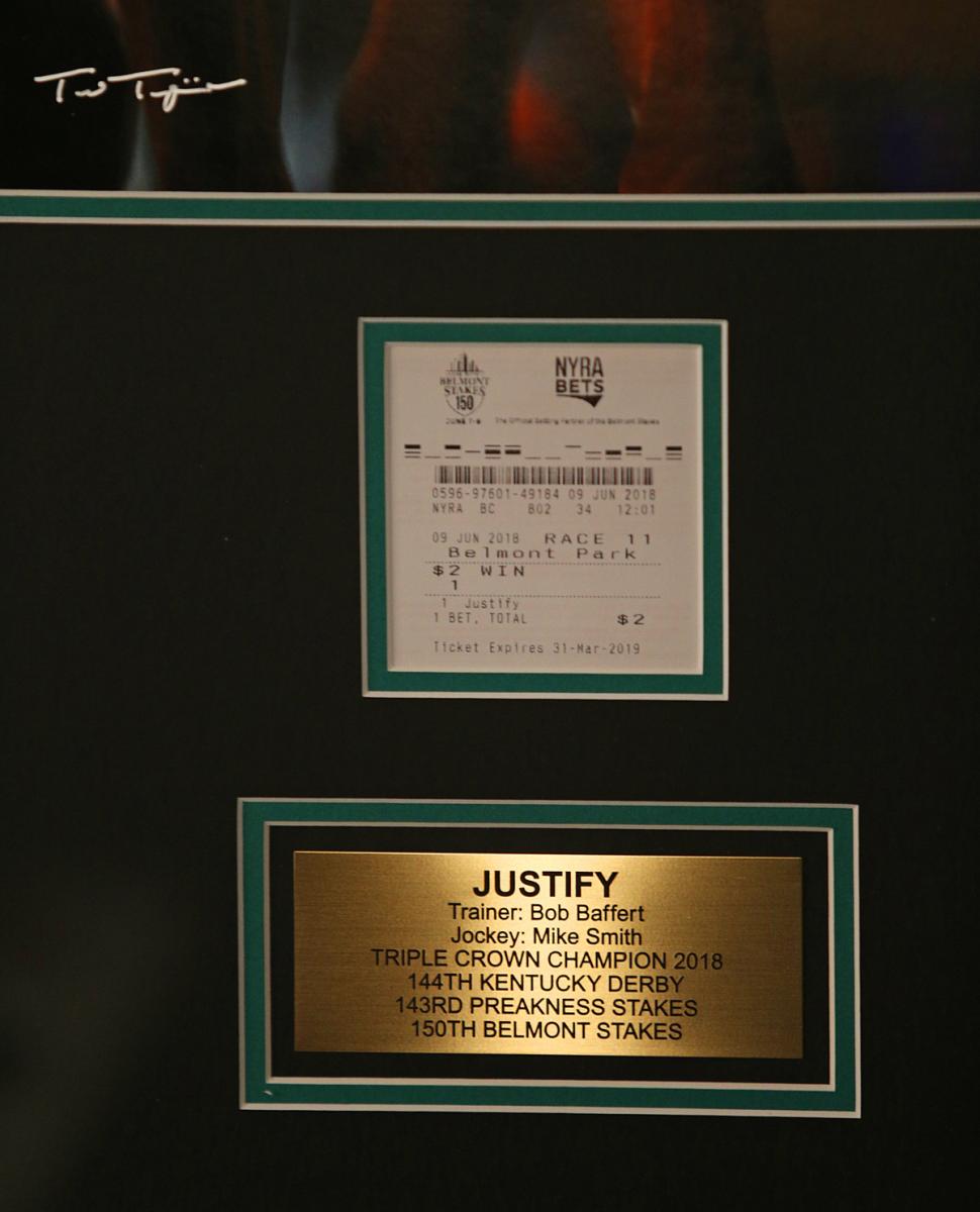 Justify 2018 Triple Crown Collector's Frame with $2 Belmont Win Ticket picture