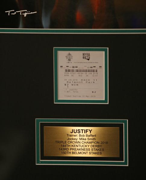 Justify 2018 Triple Crown Collector's Frame with $2 Belmont Win Ticket picture