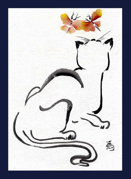 Cat and Butterflies picture