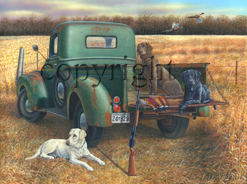 "After The Hunt" - Labs  - Giclee Canvas picture