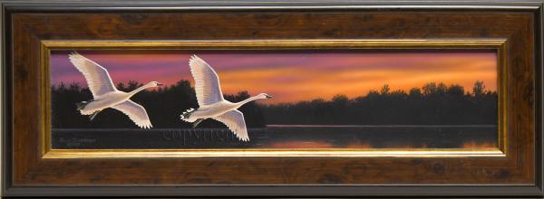 "Sunset Swans" - original acrylic painting picture