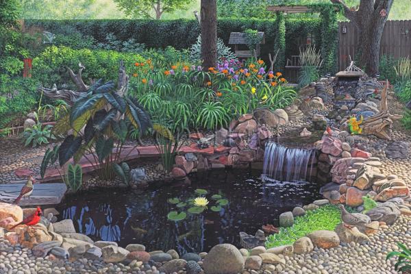 "Backyard Tranquility" - Giclee Canvas picture