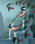 "Backyard Visitor - Chickadees" - Offset Lithos