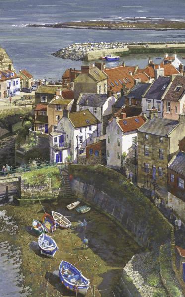 Staithes, England as viewed from Cowbar Bank, above Staithes Beck