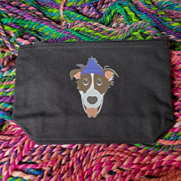 Notions Bag - Small, Dog on Black Bag