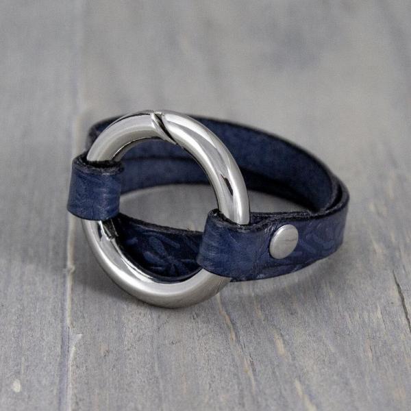 Embossed Blue Spring Gate Bracelet