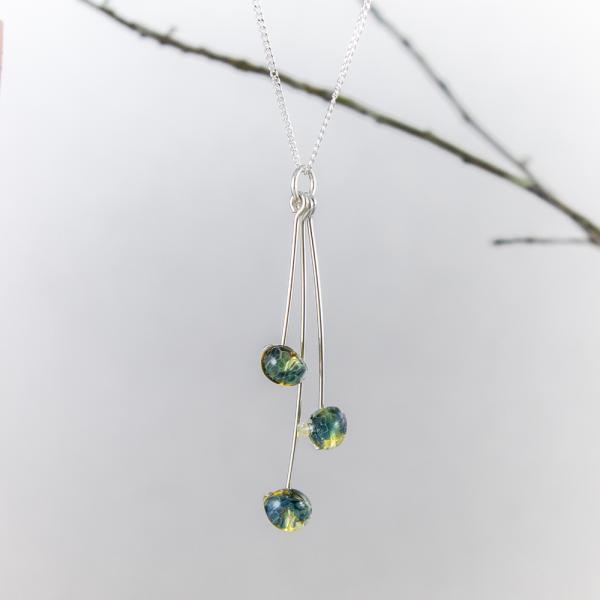 Denim Blues Teardrop Glass Necklace