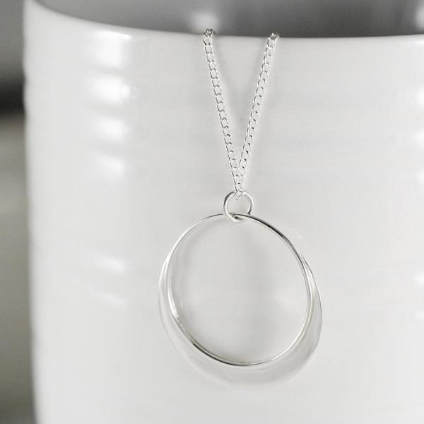 Sterling Rimmed Circle Necklace