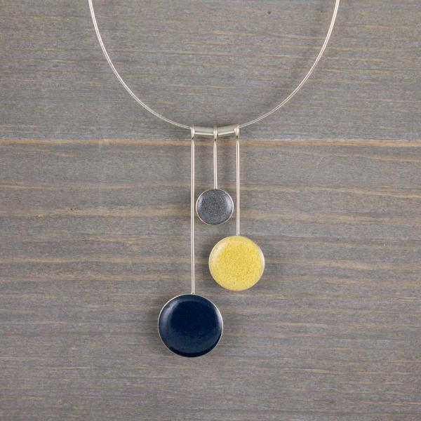 Navy, Pewter, and Butter Resin Necklace