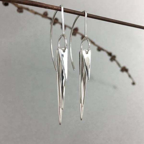 Sterling Tri-Triangle Earrings