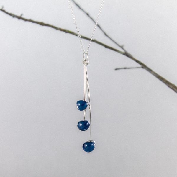 Cobalt Blue Teardrop Glass Necklace