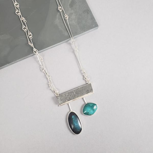 Long Swing Necklace w/ Slate, Spectrolite and Chrysocolla picture