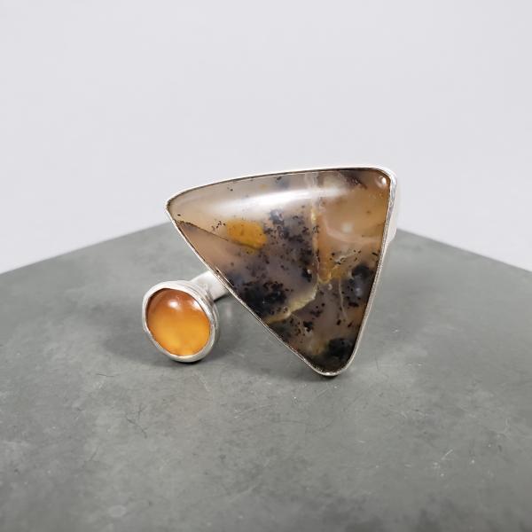 Wraparound Ring w/ Dendritic Agate and Carnelian