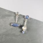 Asymmetrical Earrings w/ Kyanite and Labradorite