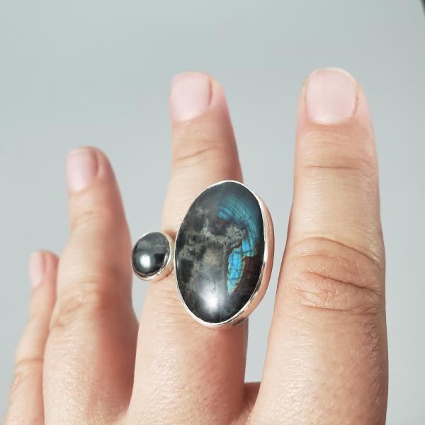 Wraparound Ring w/ Spectrolite and Hematite