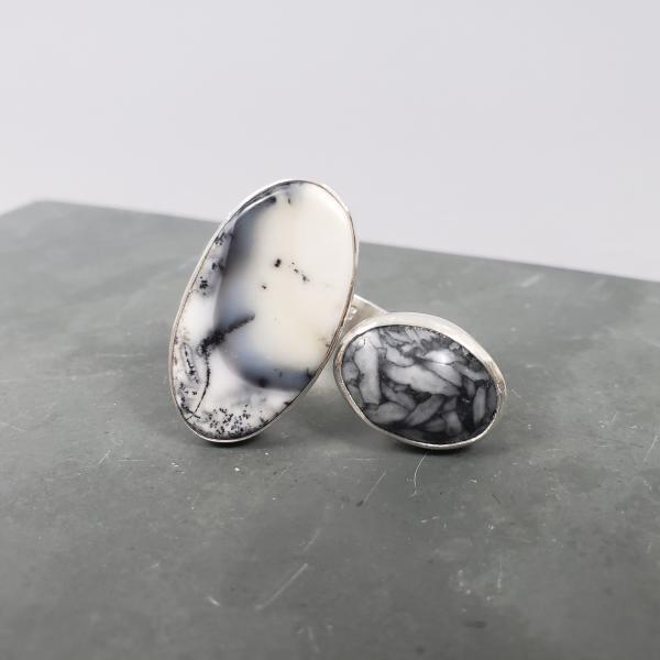 Wraparound Ring w/ Dendritic Opal and Chinese Writing Stone picture