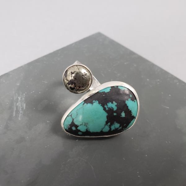 Wraparound Ring w/ Turquoise and Pyrite picture