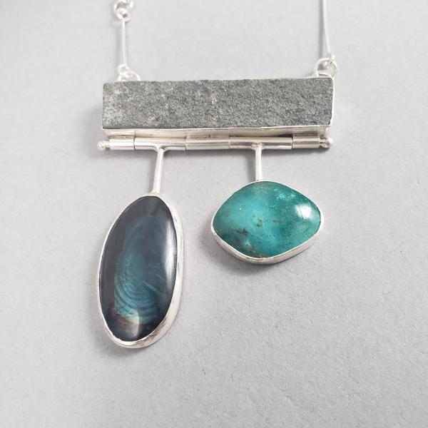 Long Swing Necklace w/ Slate, Spectrolite and Chrysocolla picture