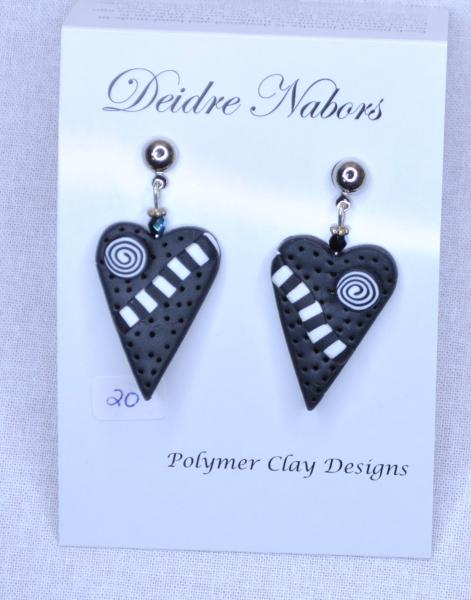 Black and White Heart Earrings