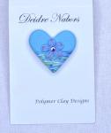 Aqua Flower Heart Pin