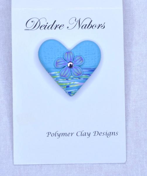 Aqua Flower Heart Pin picture