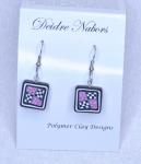 Pink and Black Checkerboard Earrings